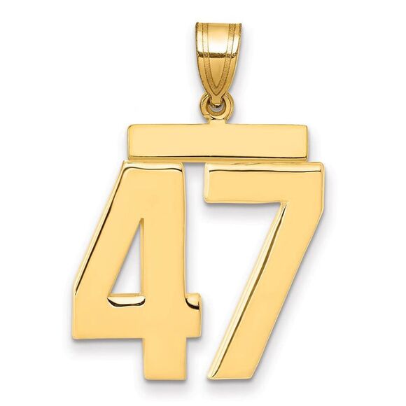 14k Yellow Gold Athletic Collection Large Polished Number 47 Pendant